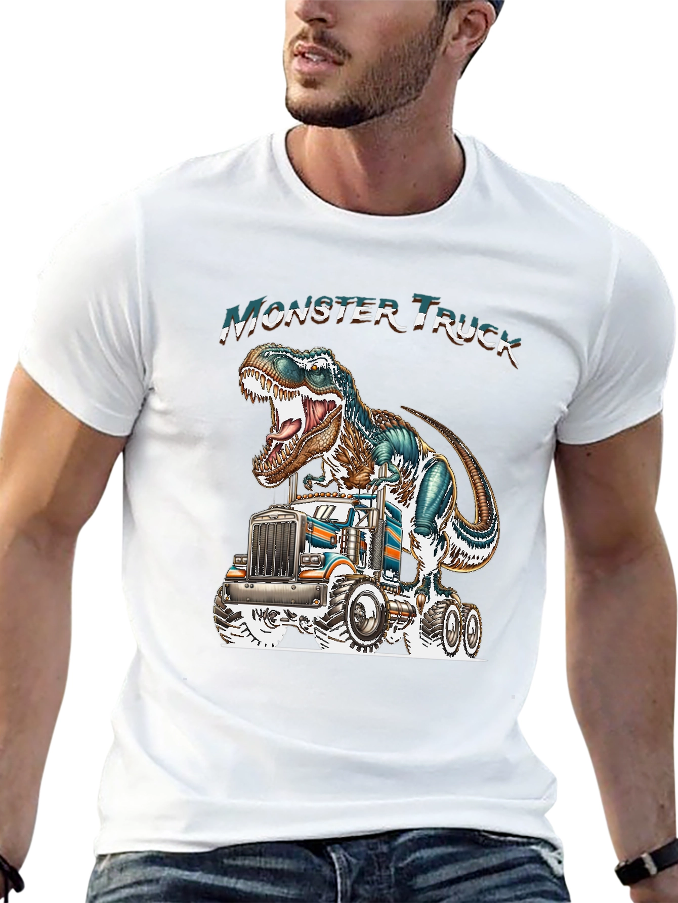 Monster Truck Dinosaur Graphic Tee