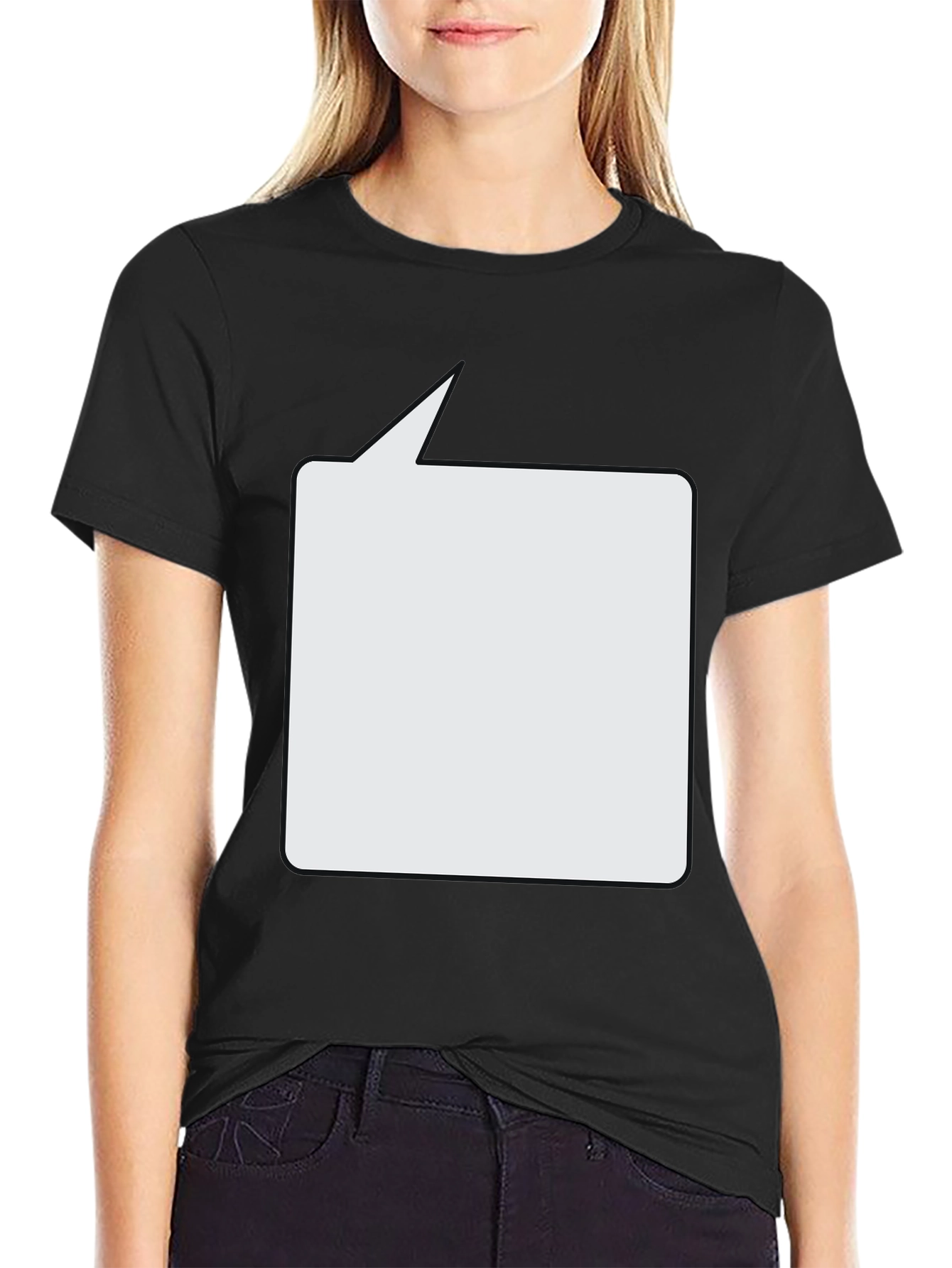 Black T-Shirt with Speech Bubble Design