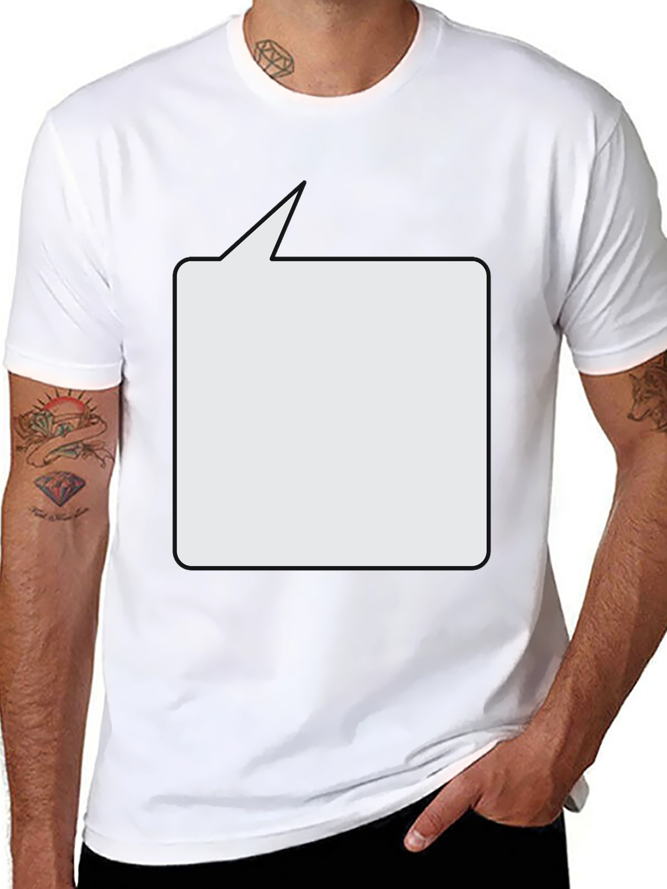 Black T-Shirt with Speech Bubble Design