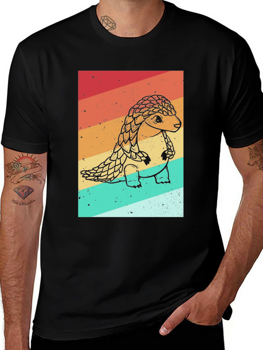 Retro Pangolin Graphic Tee - Vintage Style Shirt