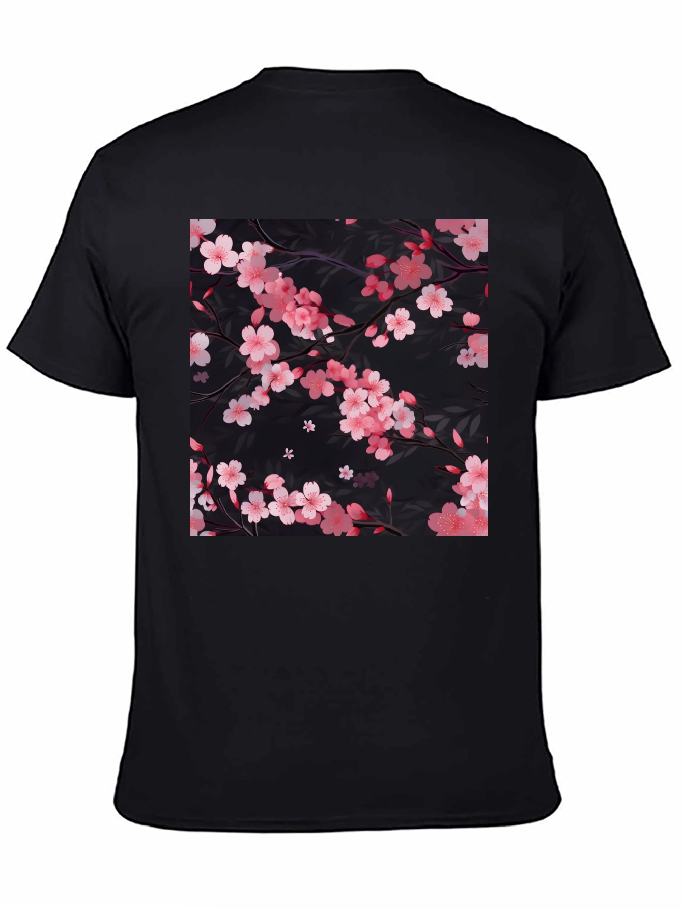 Cherry Blossom Print Black T-Shirt