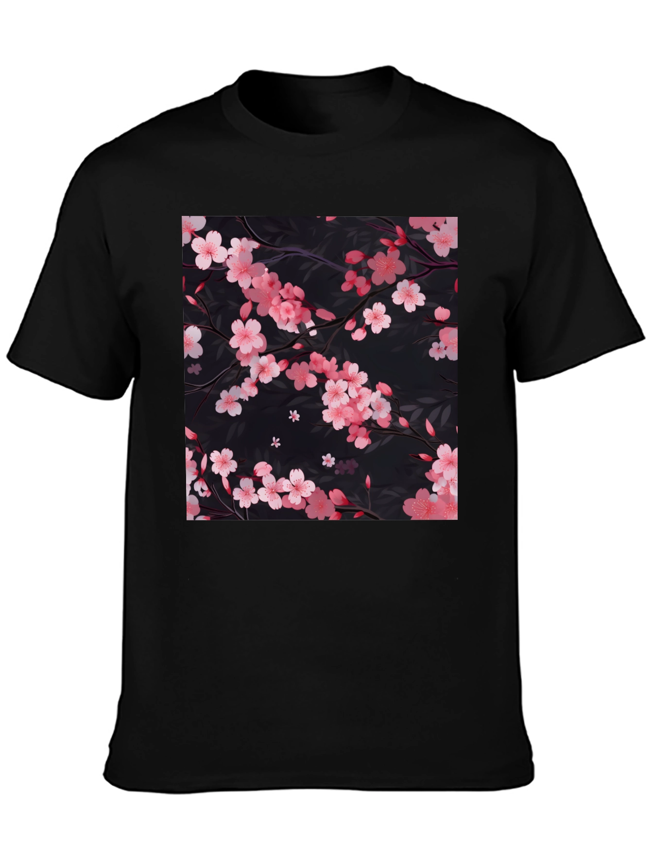 Cherry Blossom Print Black T-Shirt