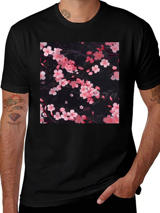 Cherry Blossom Print Black T-Shirt