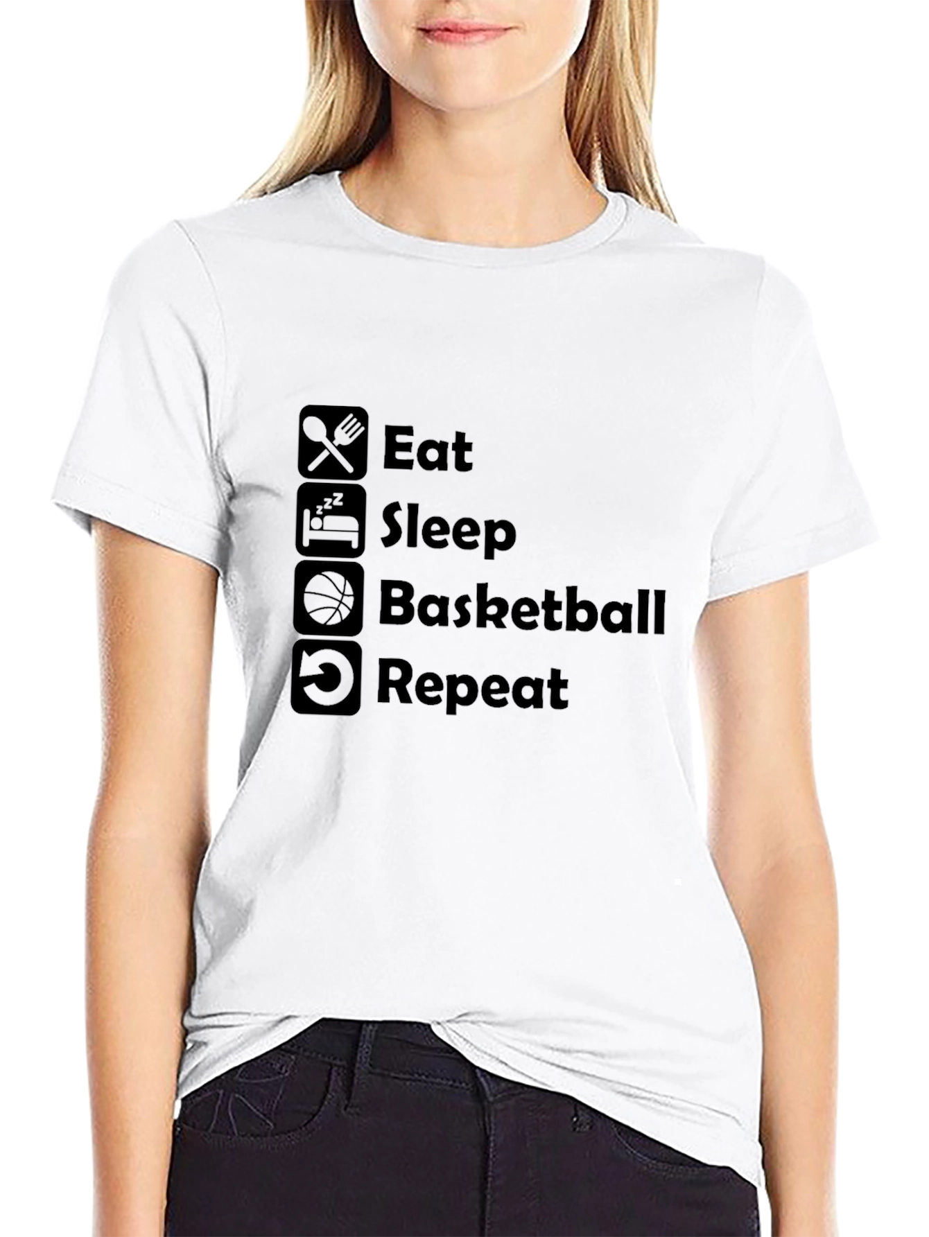 Eat Sleep Basketball Repeat Black T-Shirt