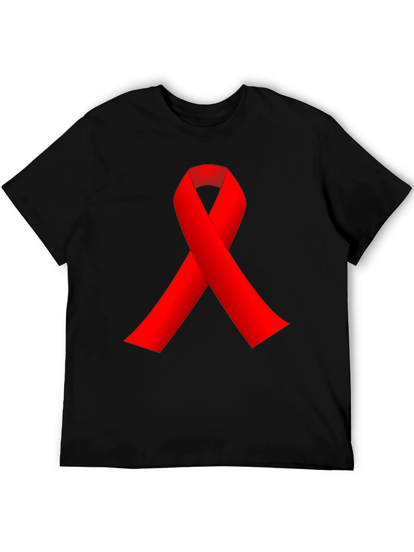 Red Ribbon Black T-Shirt - AIDS Awareness