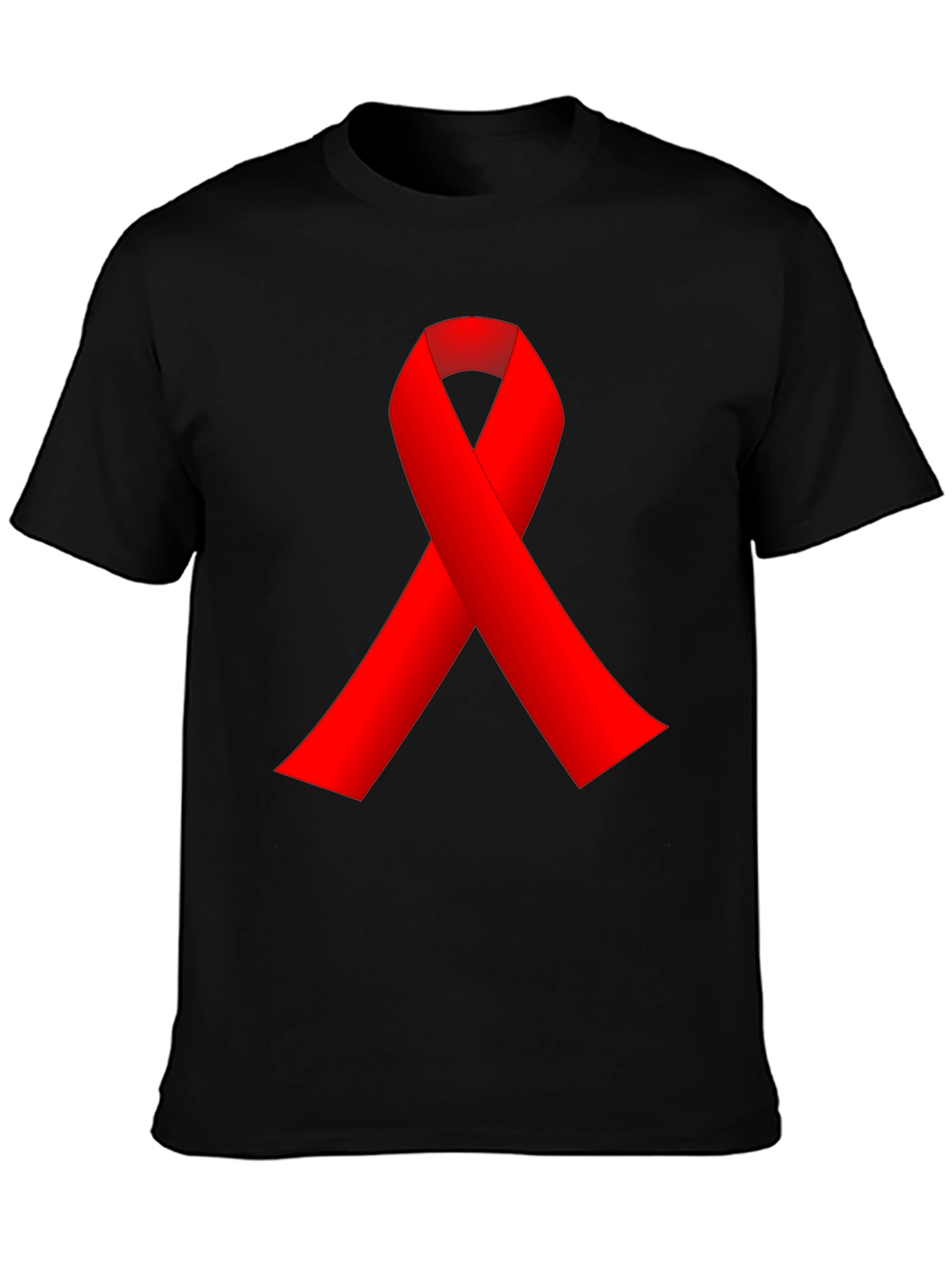 Red Ribbon Black T-Shirt - AIDS Awareness