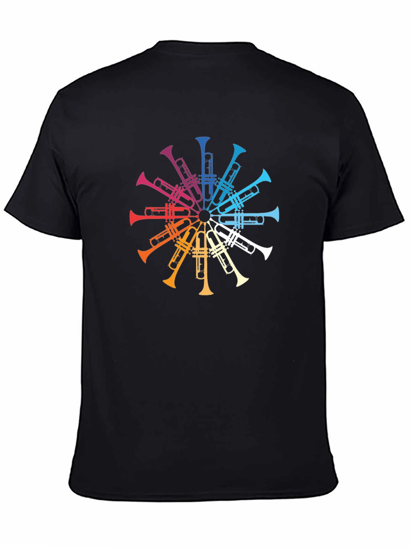Rainbow Trumpet Circle Graphic Tee - Black T-Shirt