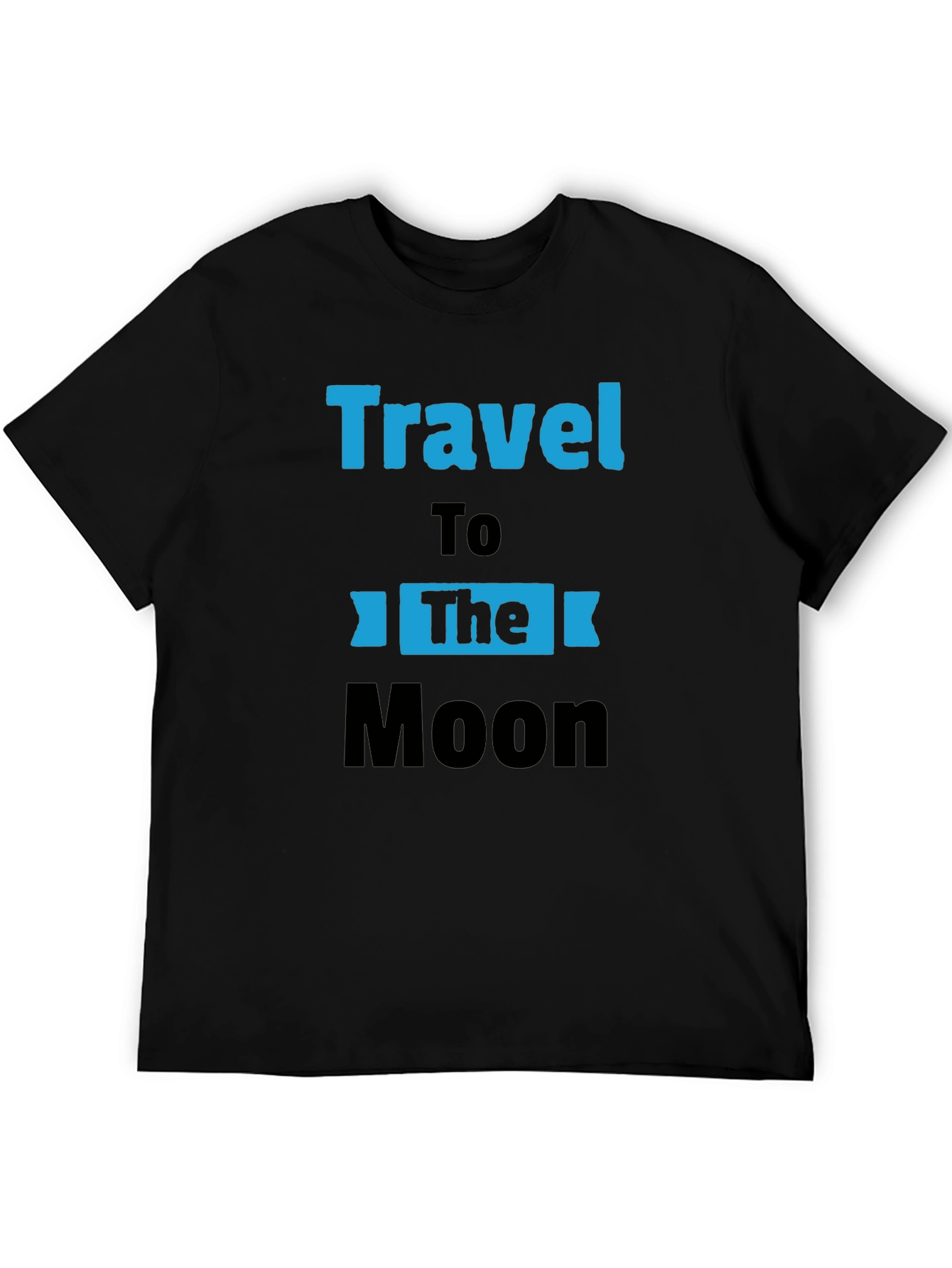 Travel to the Moon Black Graphic T-Shirt