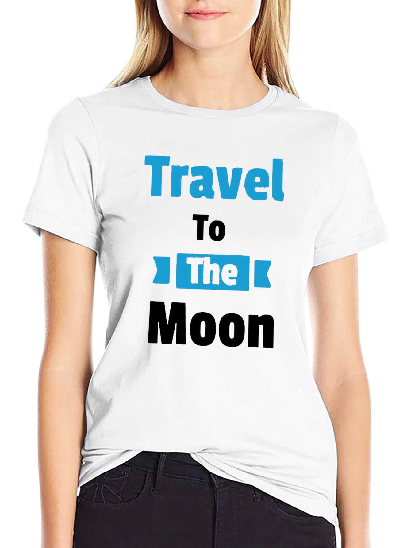 Travel to the Moon Black Graphic T-Shirt