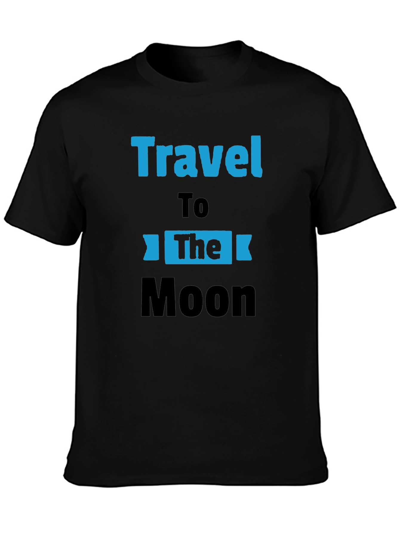 Travel to the Moon Black Graphic T-Shirt