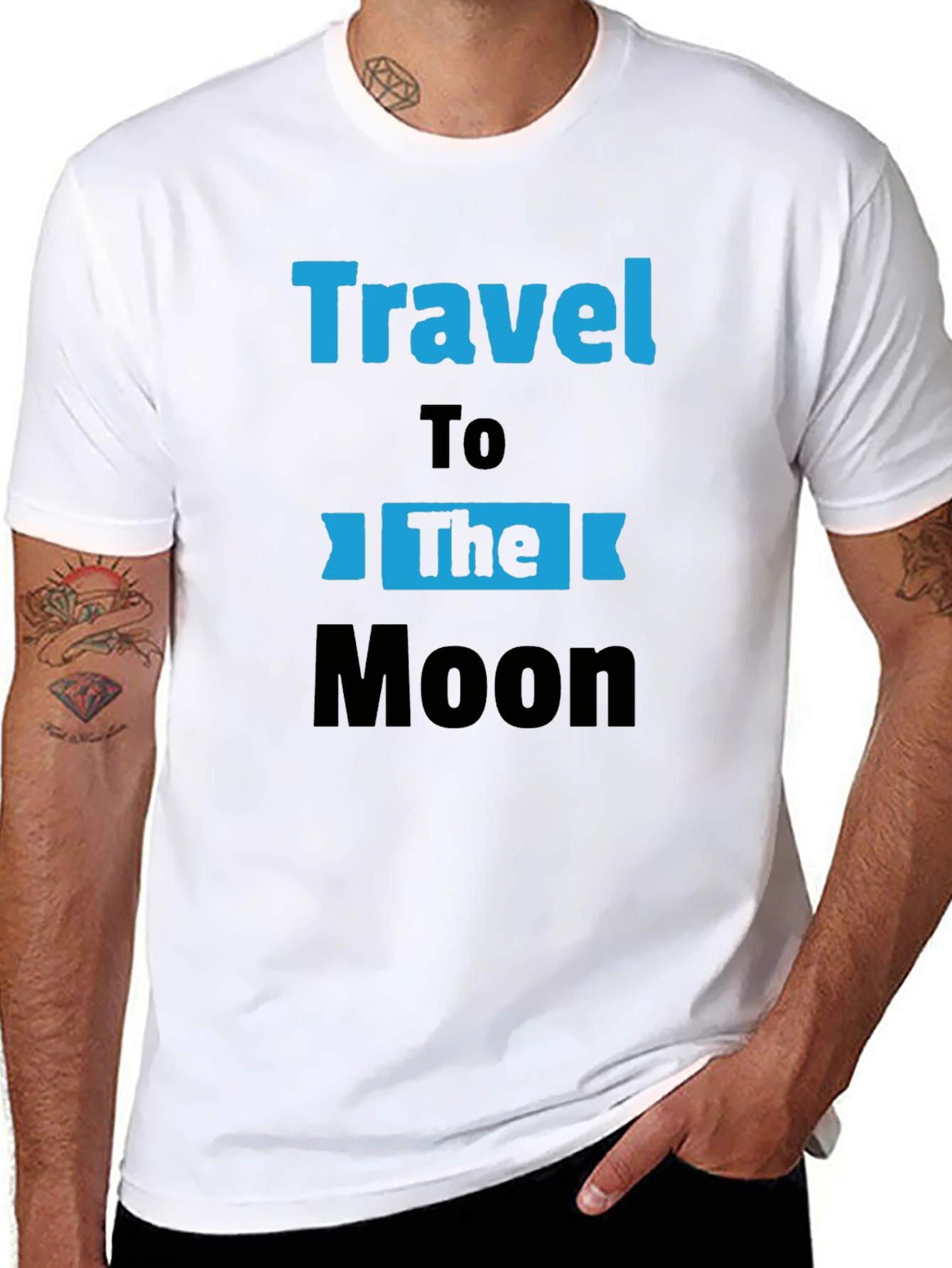 Travel to the Moon Black Graphic T-Shirt