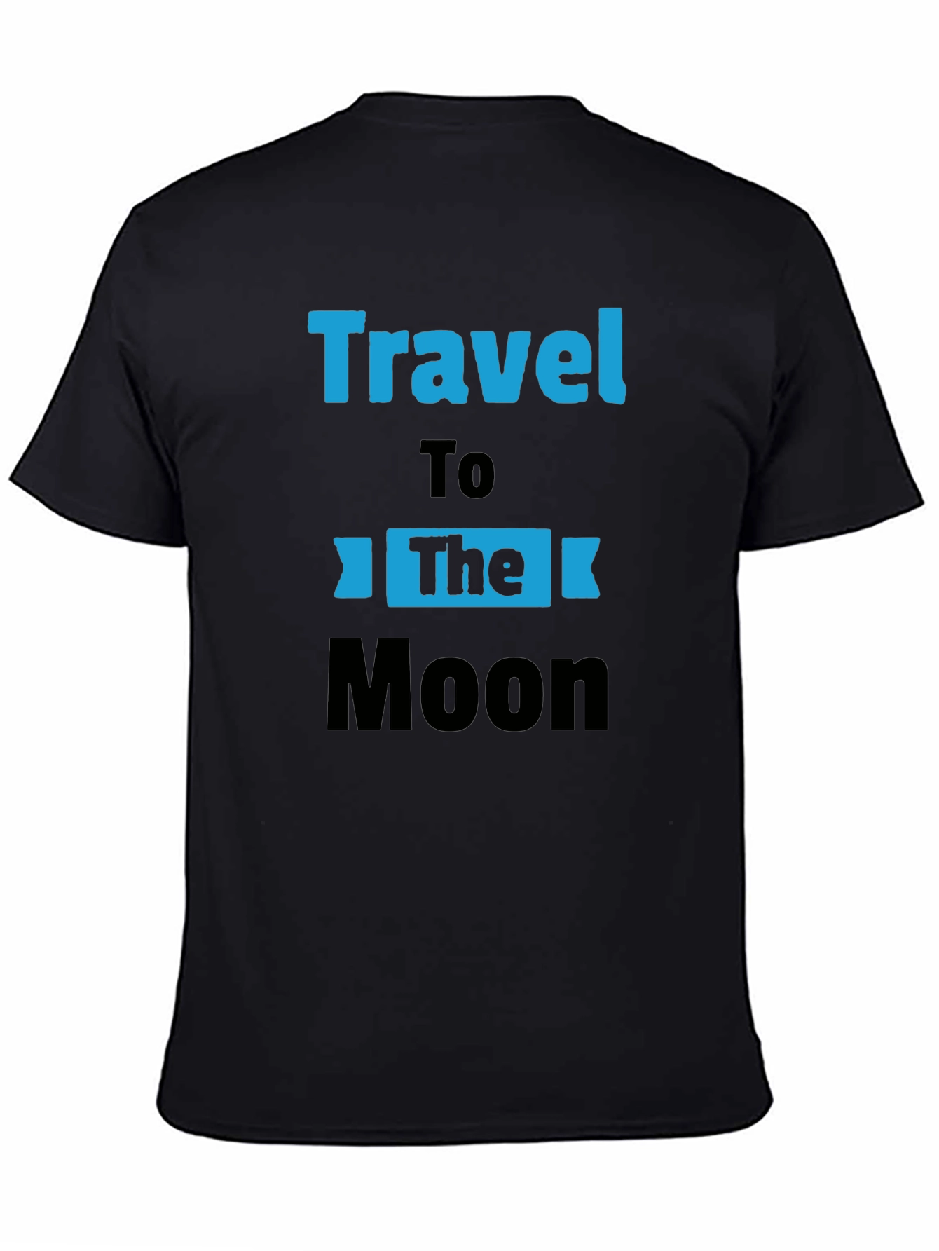 Travel to the Moon Black Graphic T-Shirt