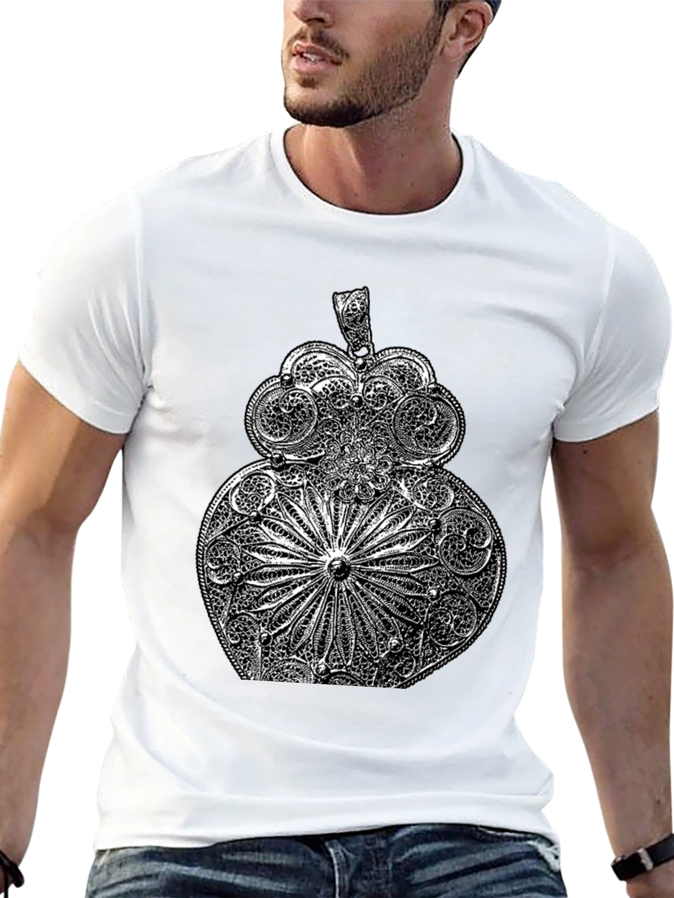 Ornate Filigree Design Black T-Shirt