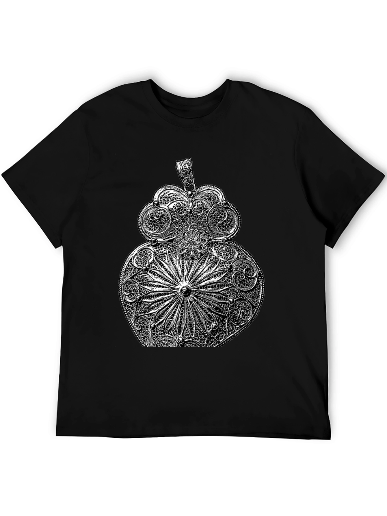 Ornate Filigree Design Black T-Shirt