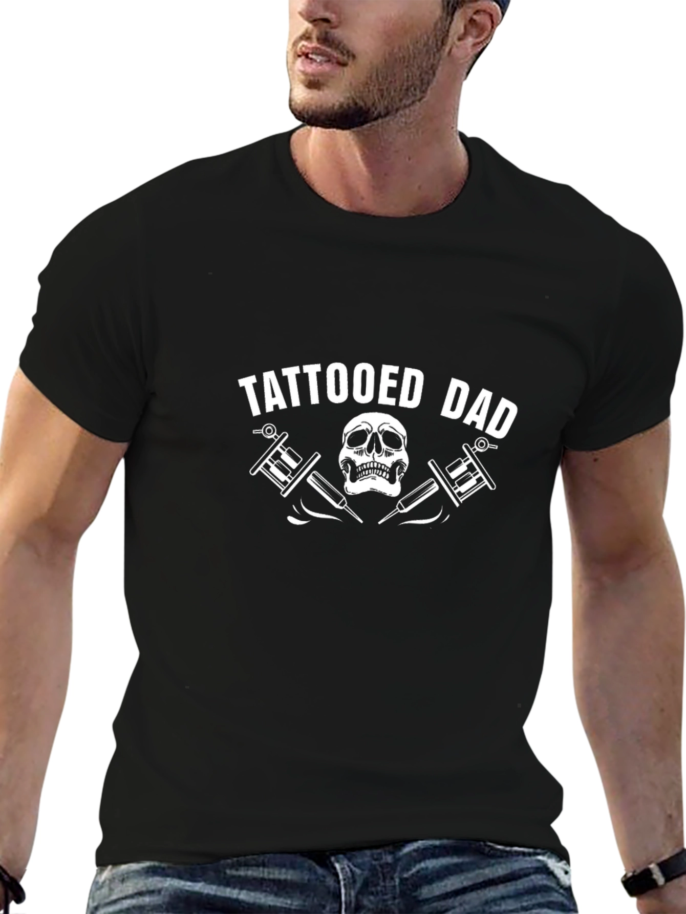 Tattooed Dad T-Shirt - Skull & Tattoo Machine Design