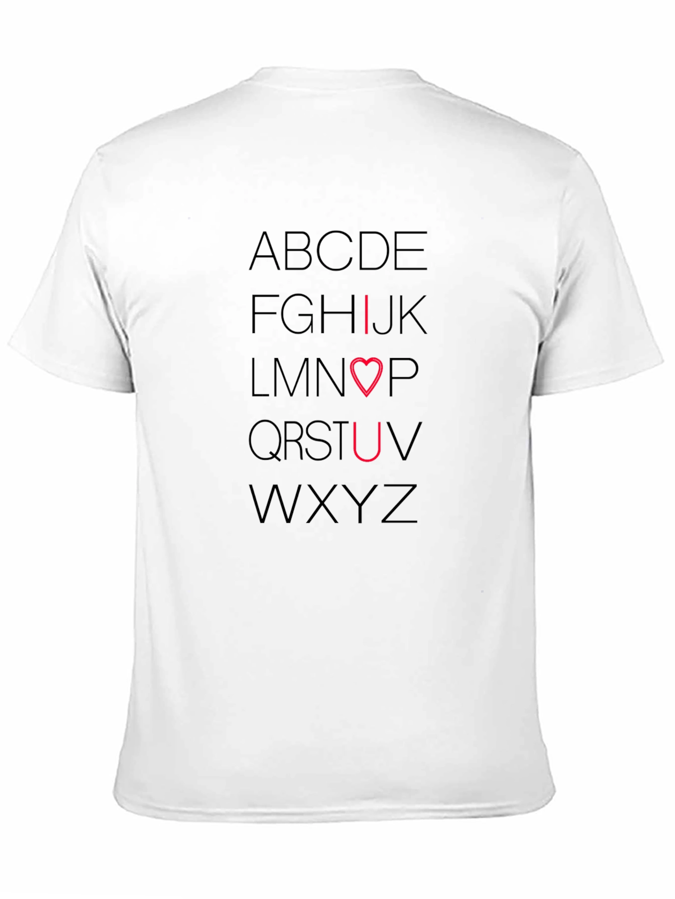I Heart U Alphabet Black Tee Shirt