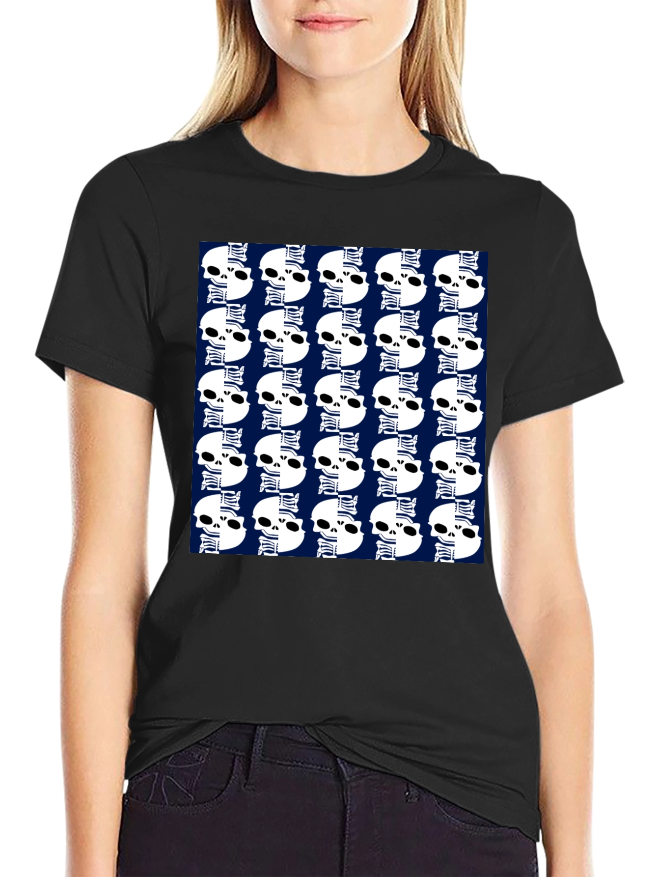 Skull Pattern Black T-Shirt