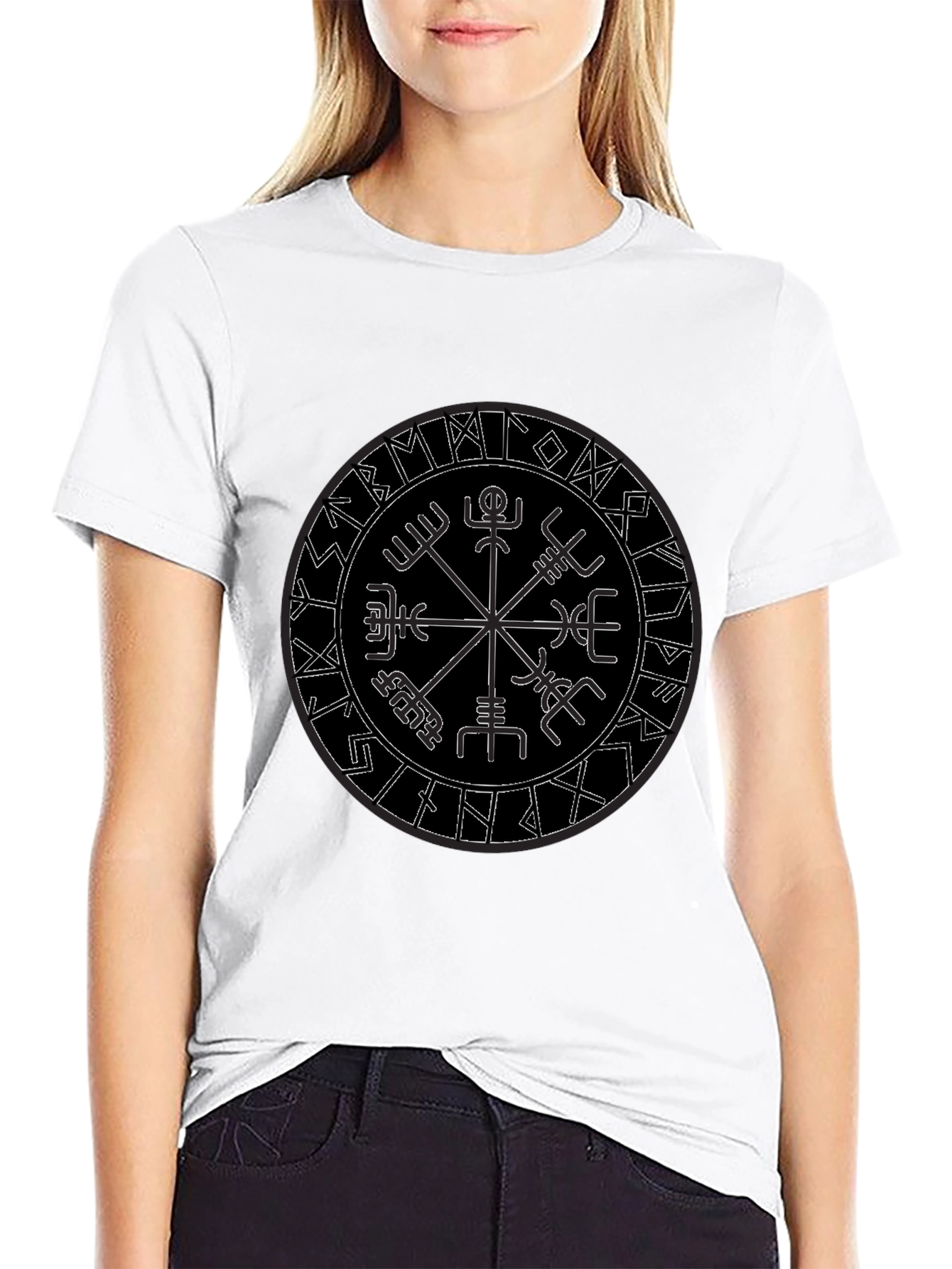Vegvisir Compass Black T-Shirt Norse Viking Runes