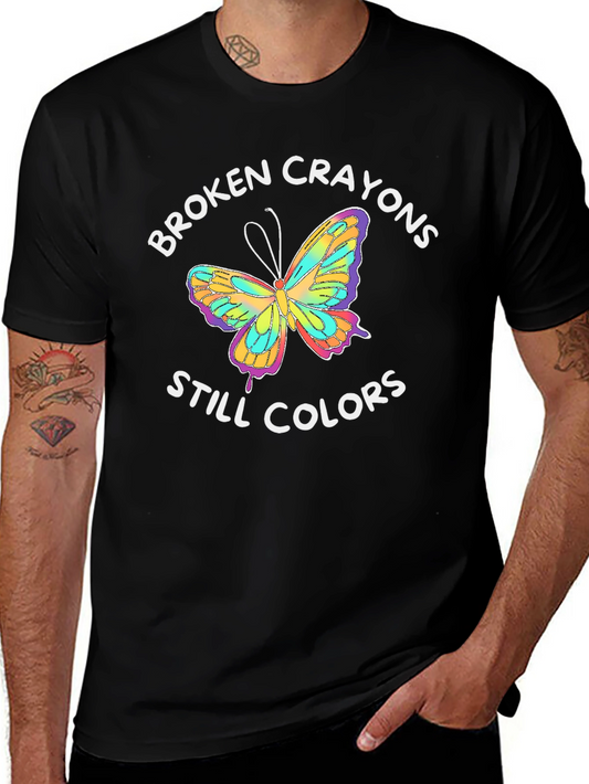 Broken Crayons Still Color Butterfly Graphic T-Shirt