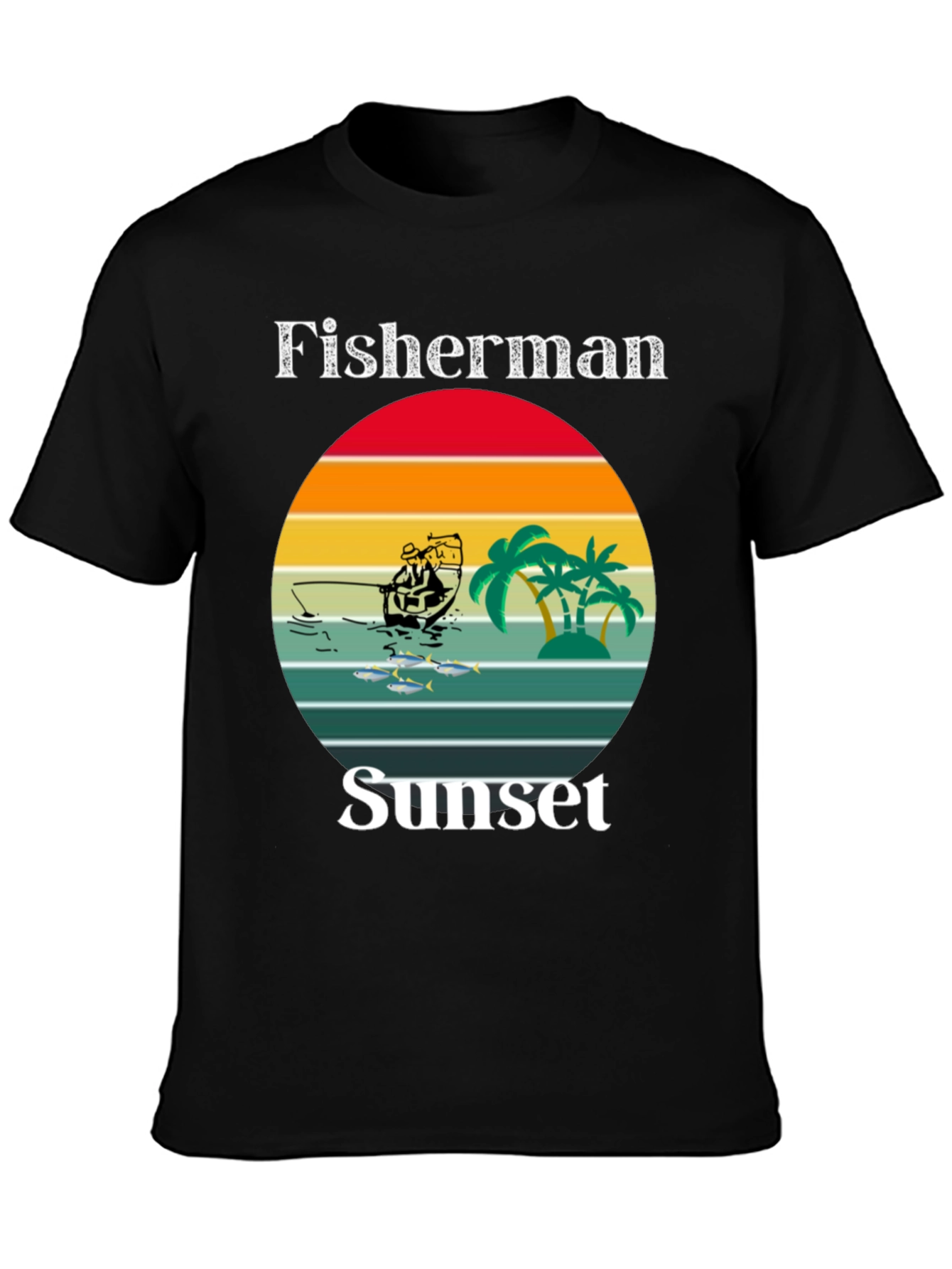 Fisherman Sunset Graphic T-Shirt