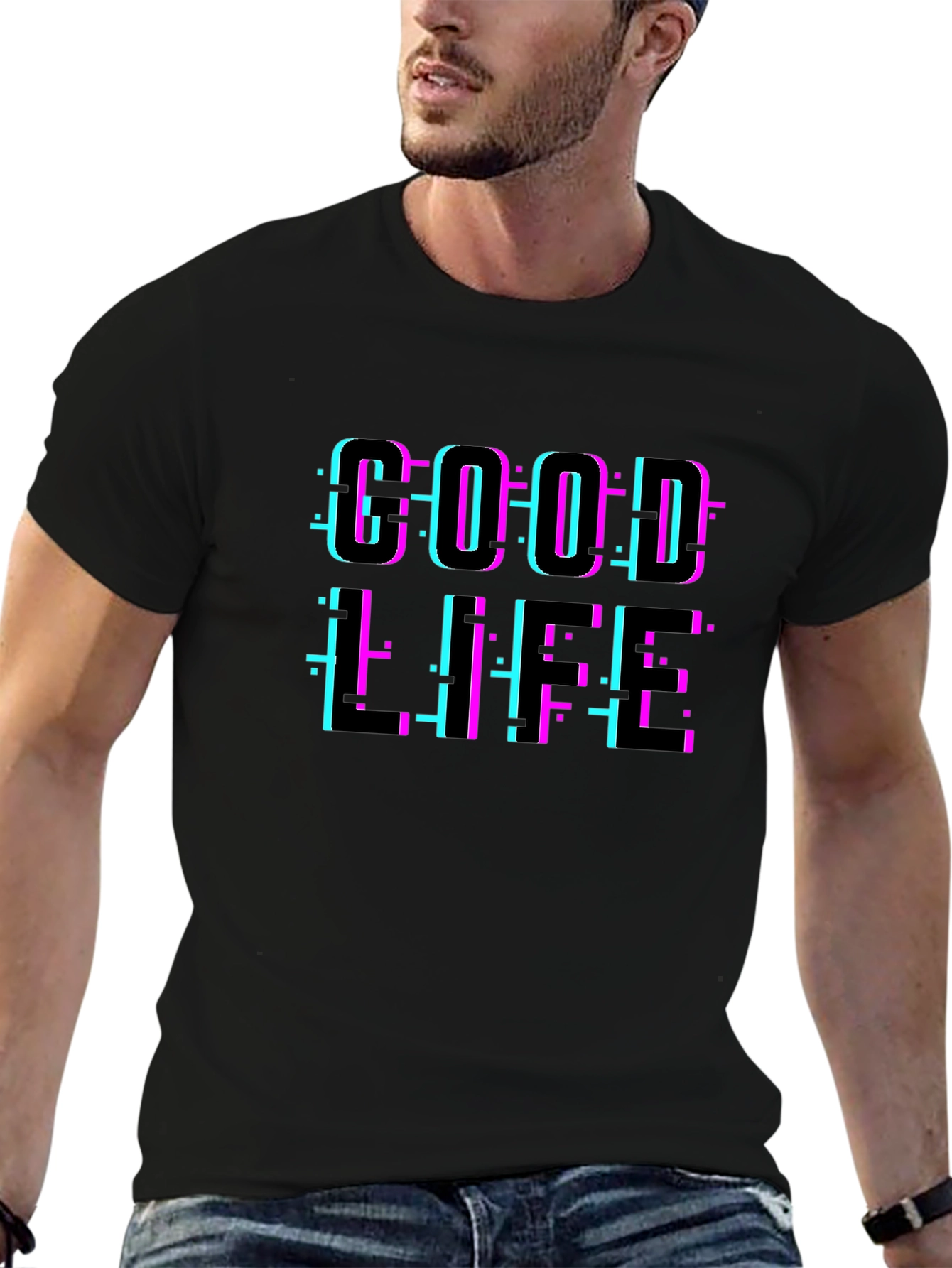 Good Life Glitch Graphic T-Shirt