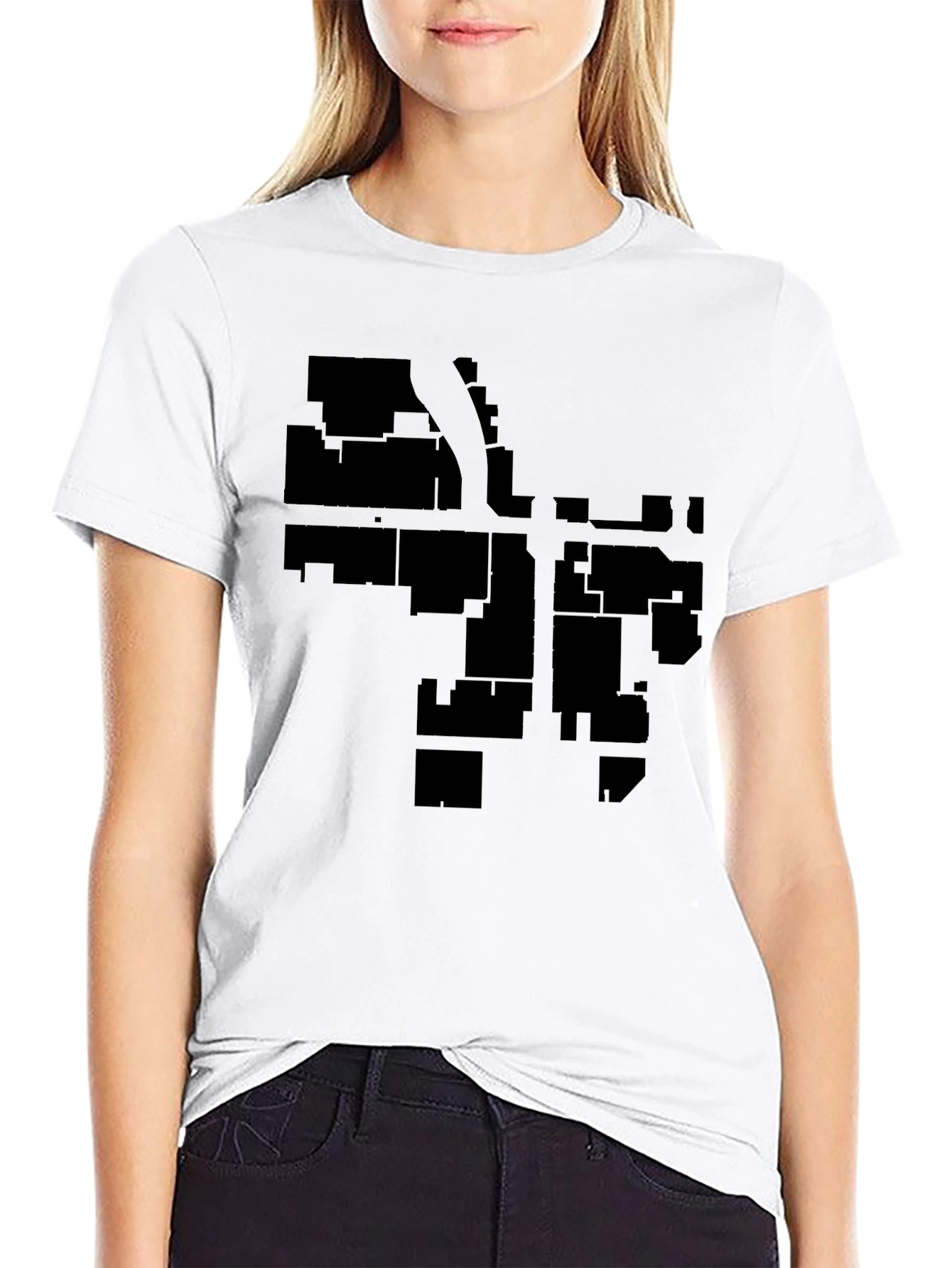 Urban Grid Black T-Shirt - Cityscape Style