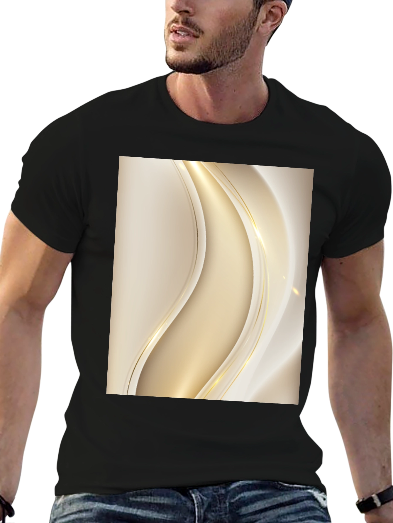 Elegant Abstract Design Black T-Shirt