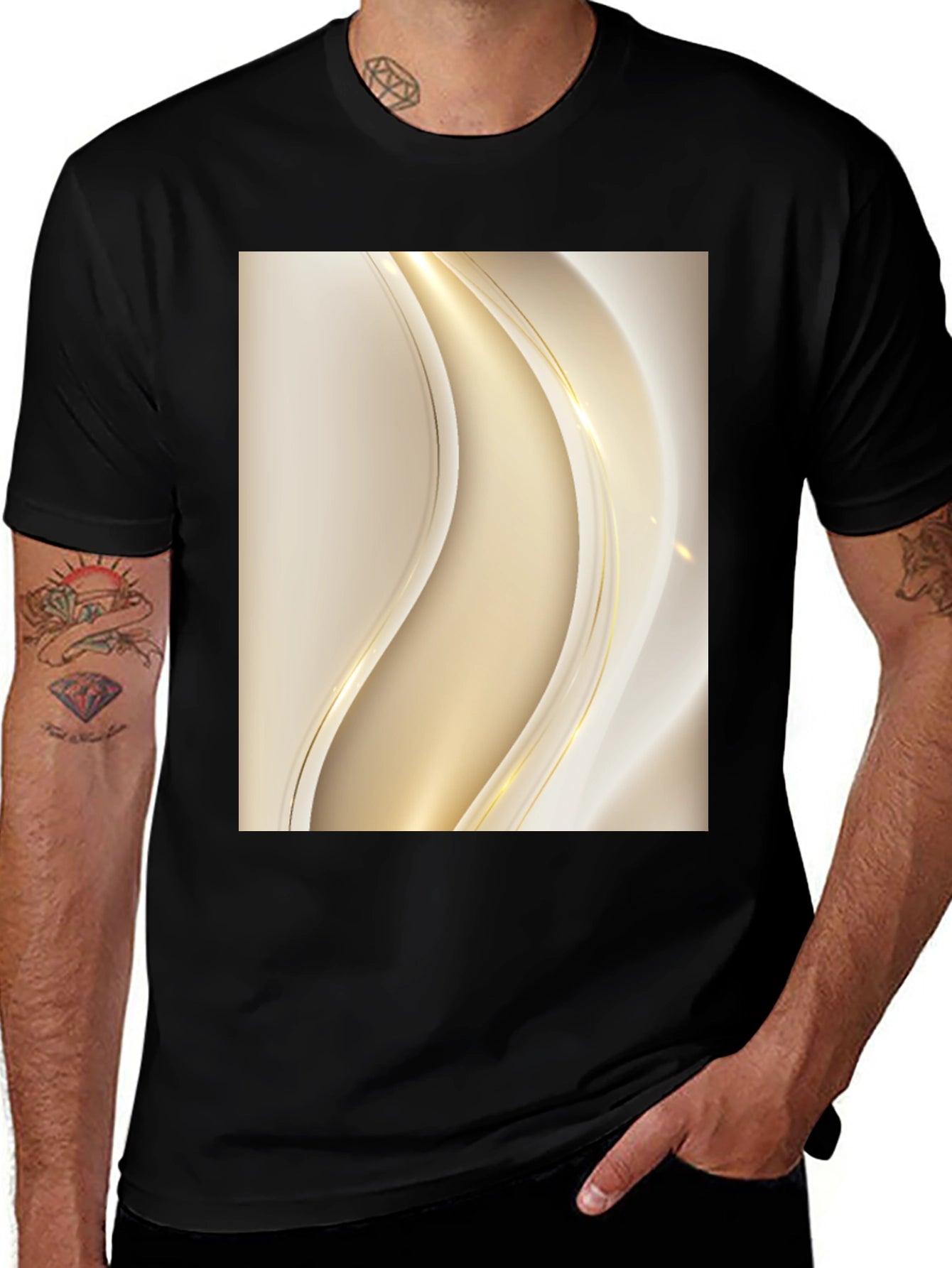 Elegant Abstract Design Black T-Shirt