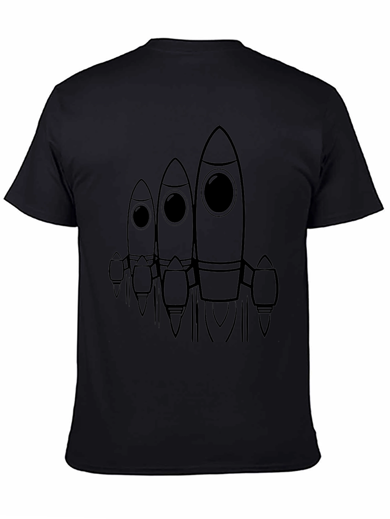 Rocket Graphic Tee - Black Cotton Casual Wear