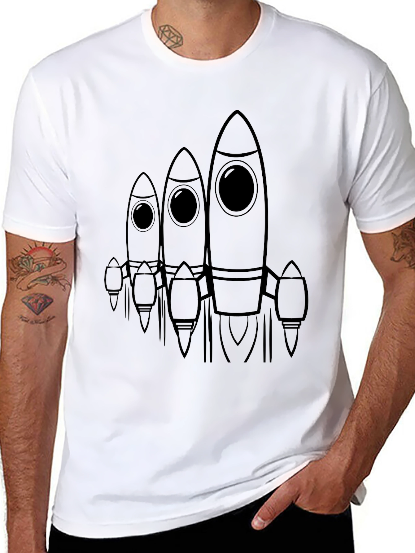 Rocket Graphic Tee - Black Cotton Casual Wear