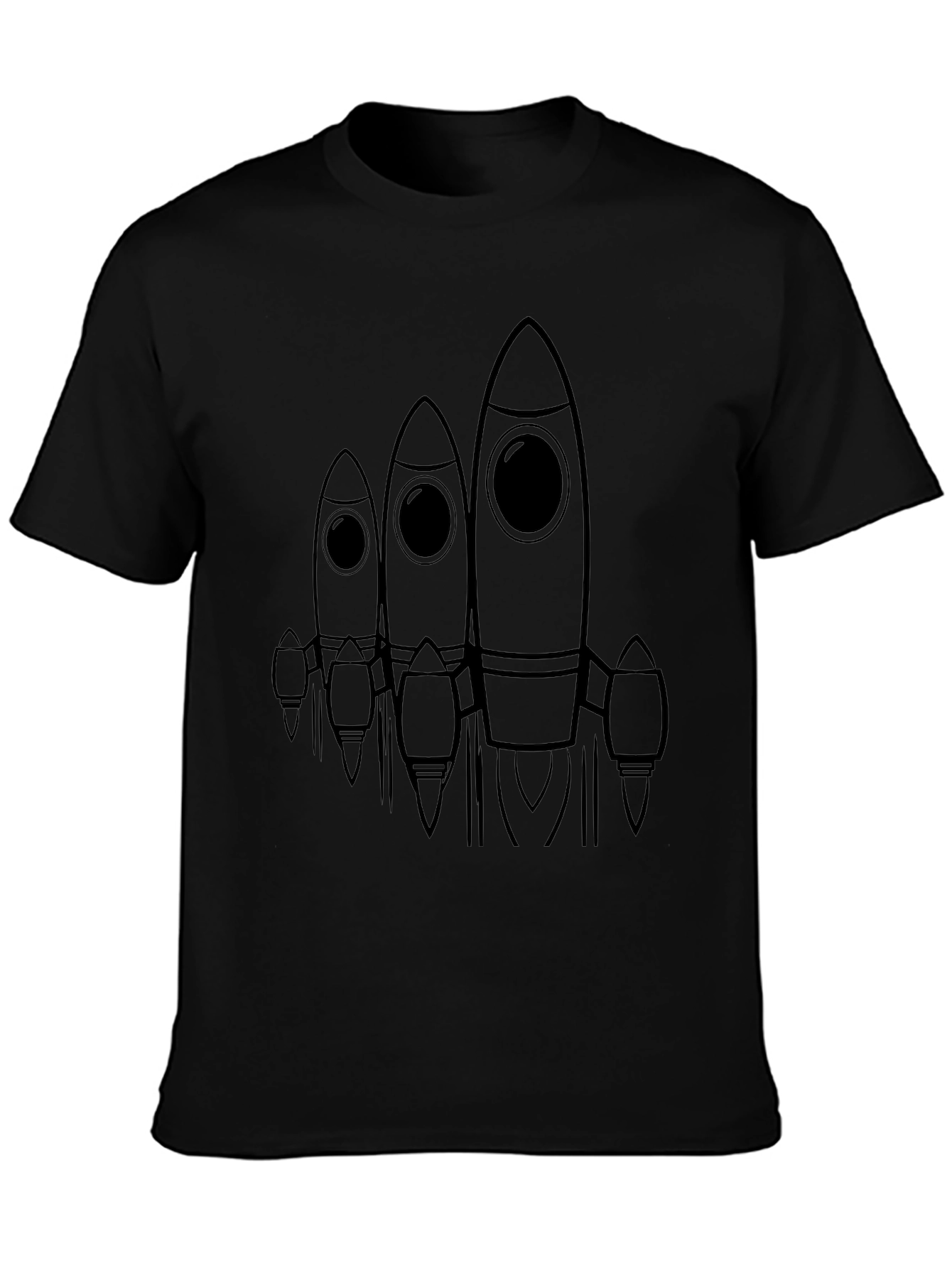Rocket Graphic Tee - Black Cotton Casual Wear