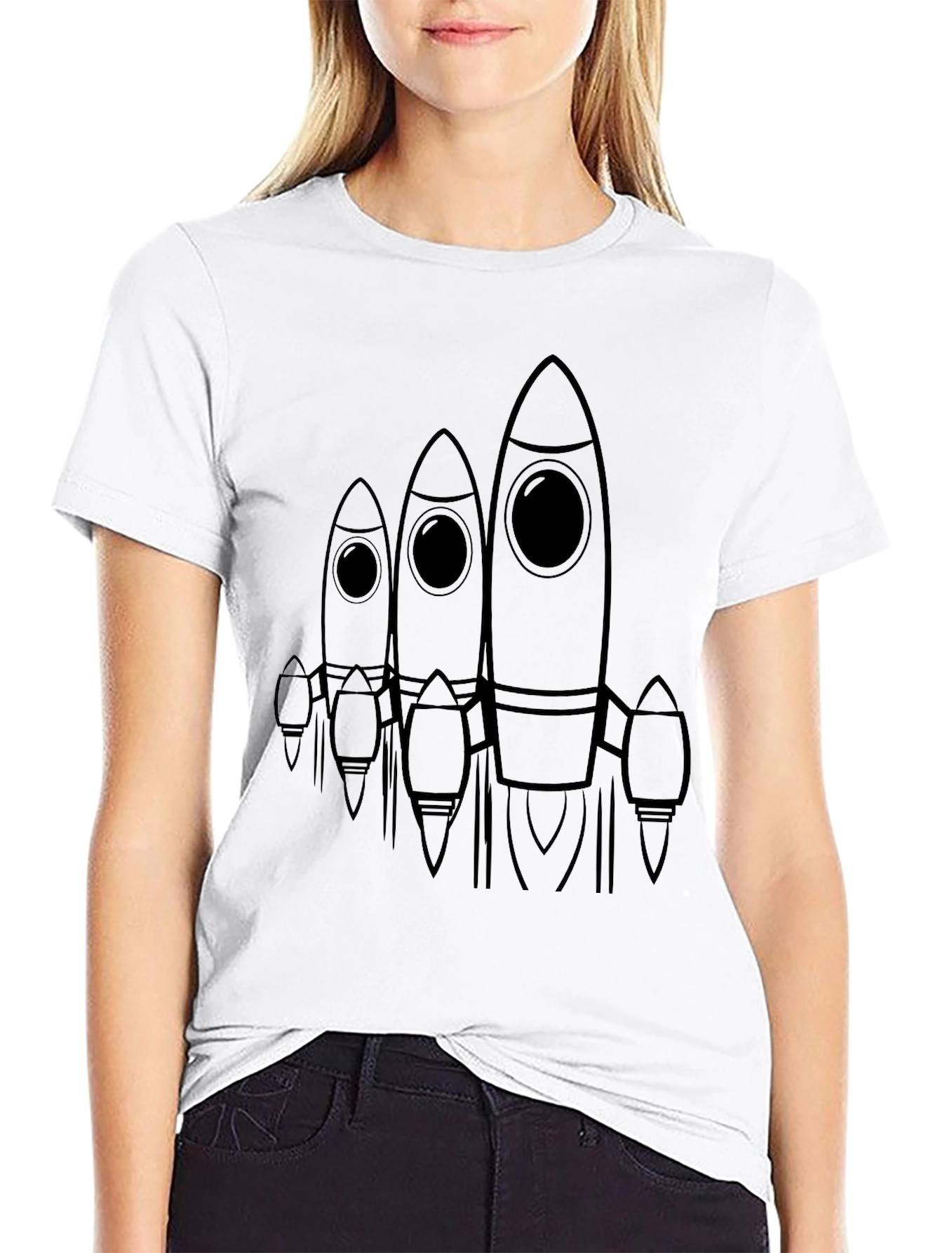 Rocket Graphic Tee - Black Cotton Casual Wear