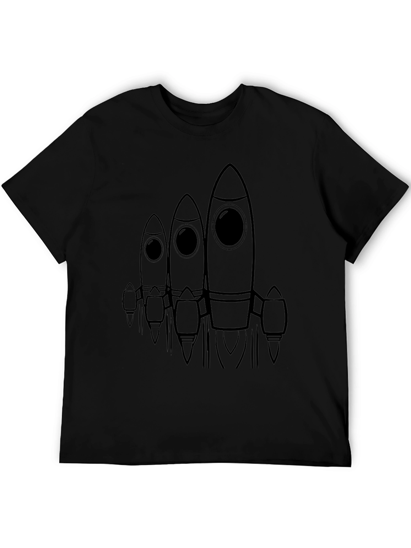 Rocket Graphic Tee - Black Cotton Casual Wear