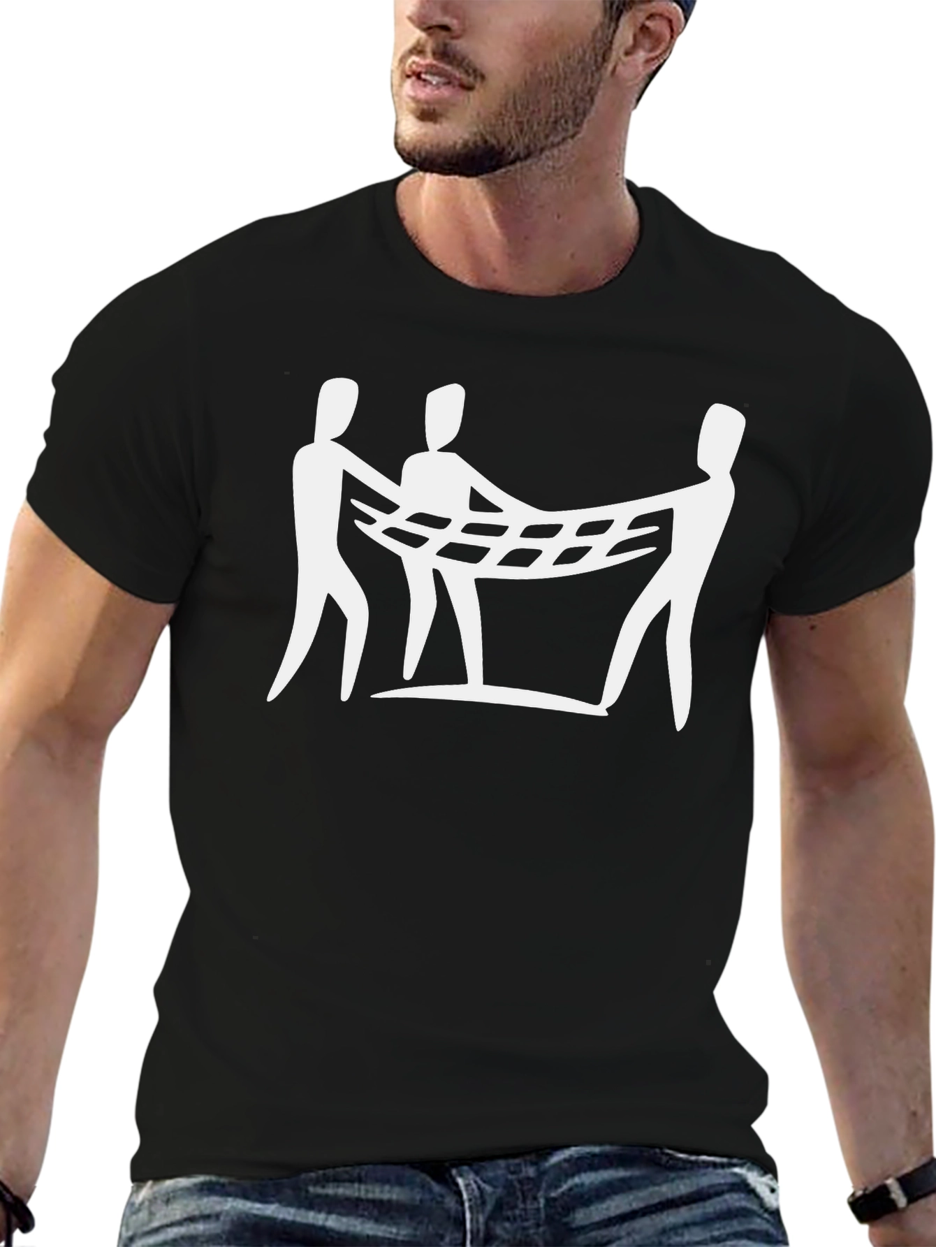 Abstract Net Carrier Black T-Shirt