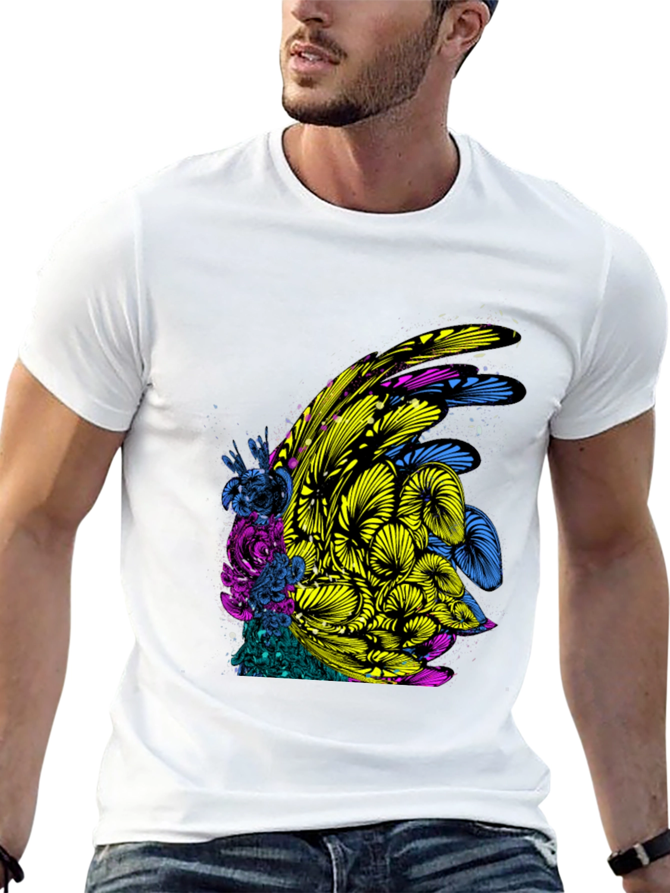 Abstract Floral Graphic Print Black T-Shirt