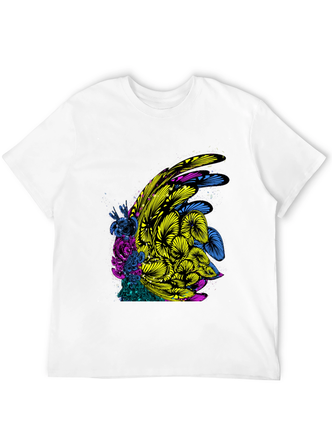 Abstract Floral Graphic Print Black T-Shirt