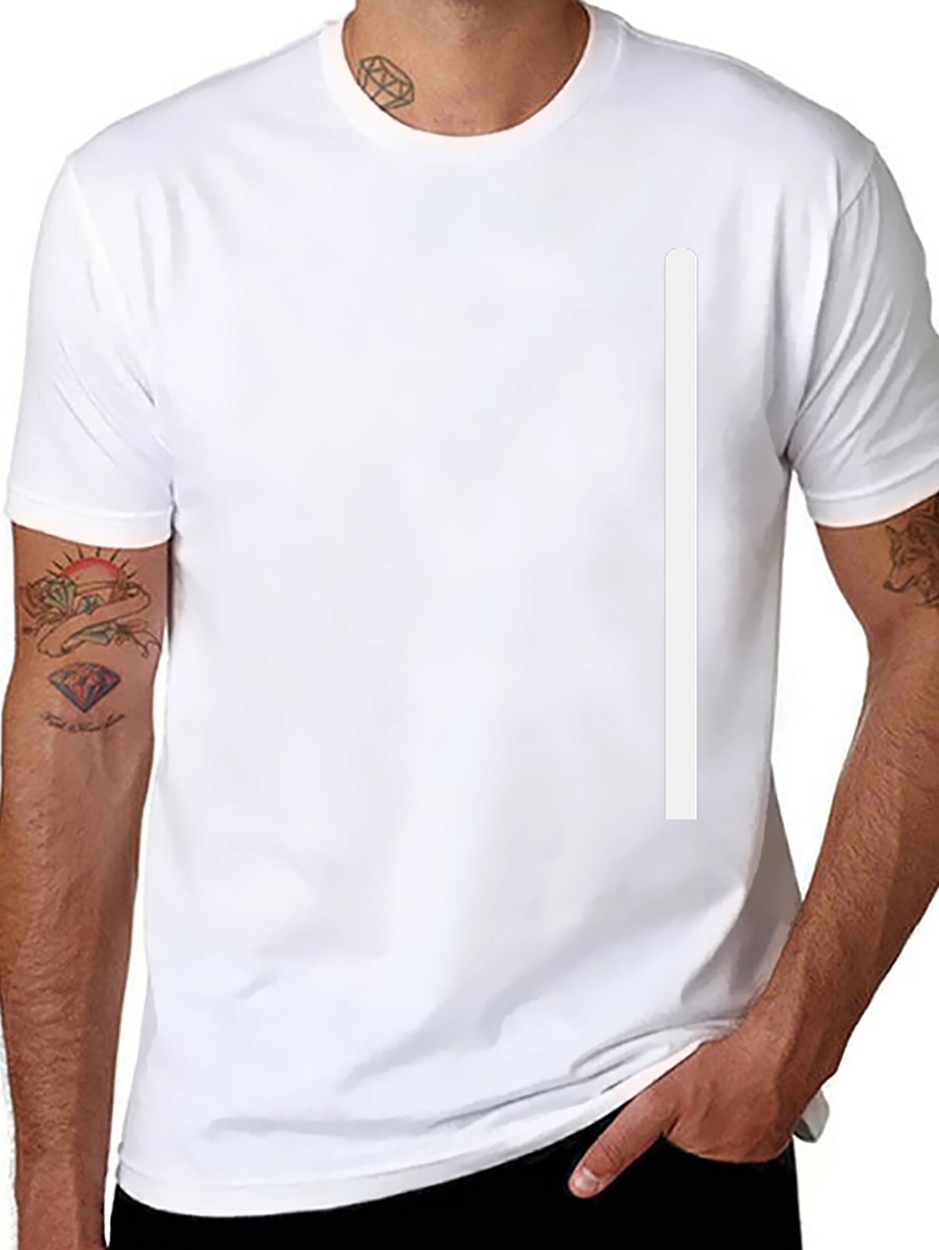 Minimalist Black T-Shirt with White Stripe
