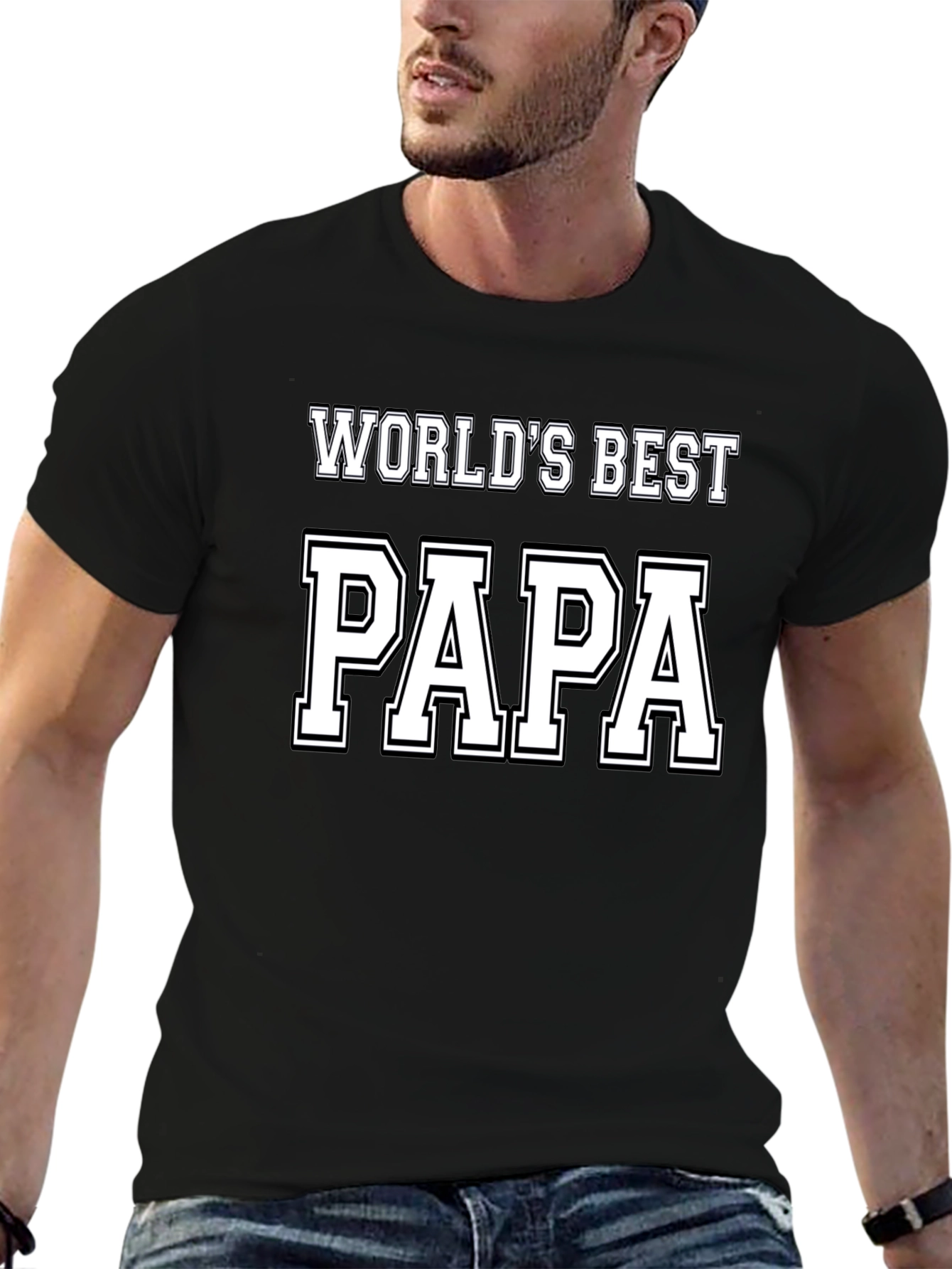 Worlds Best Papa Black T-Shirt