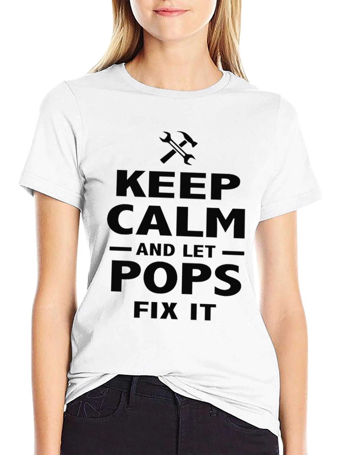 Keep Calm Pops Fix It Black Graphic Tee