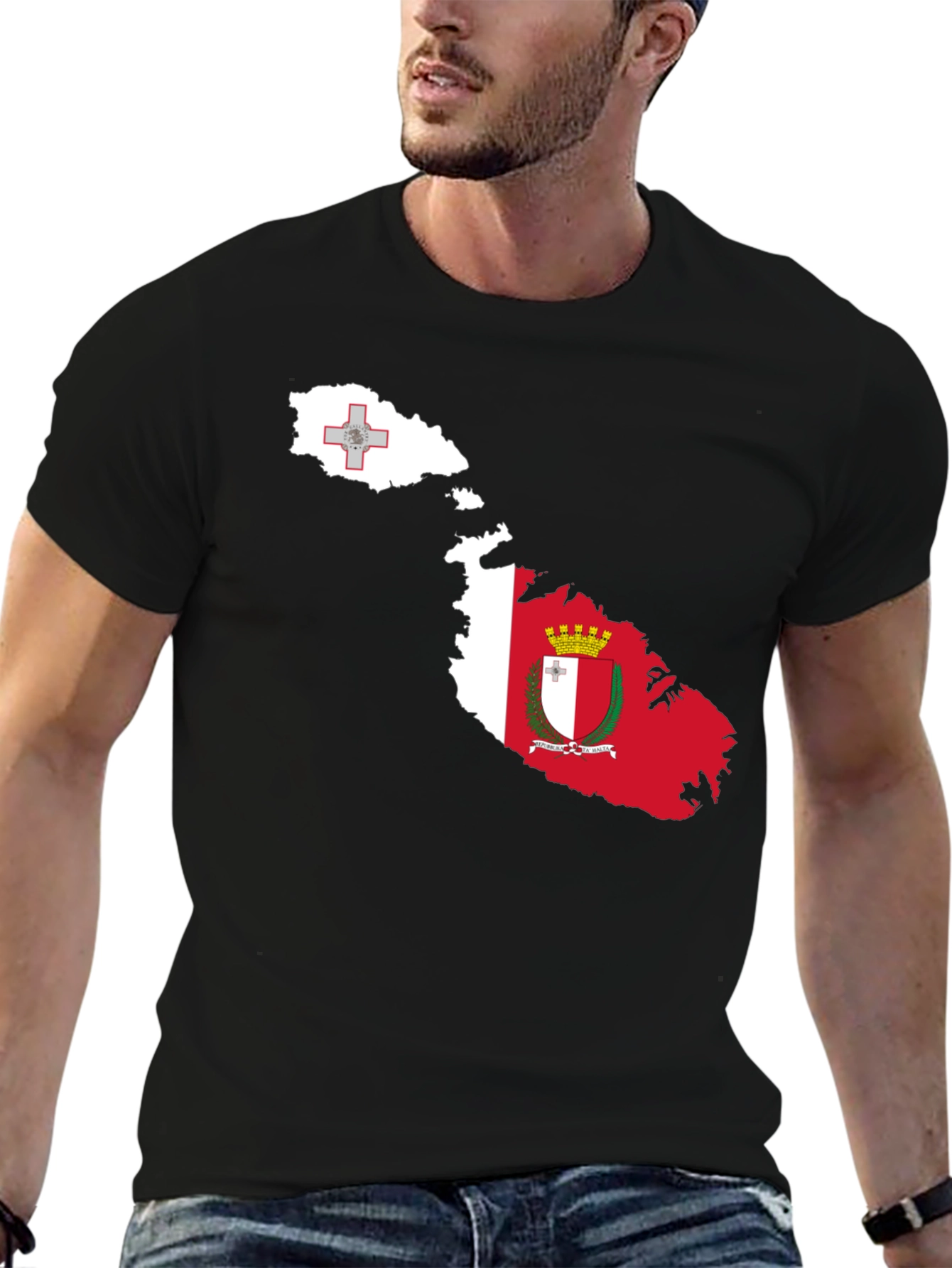 Malta Flag Map T-Shirt - Black