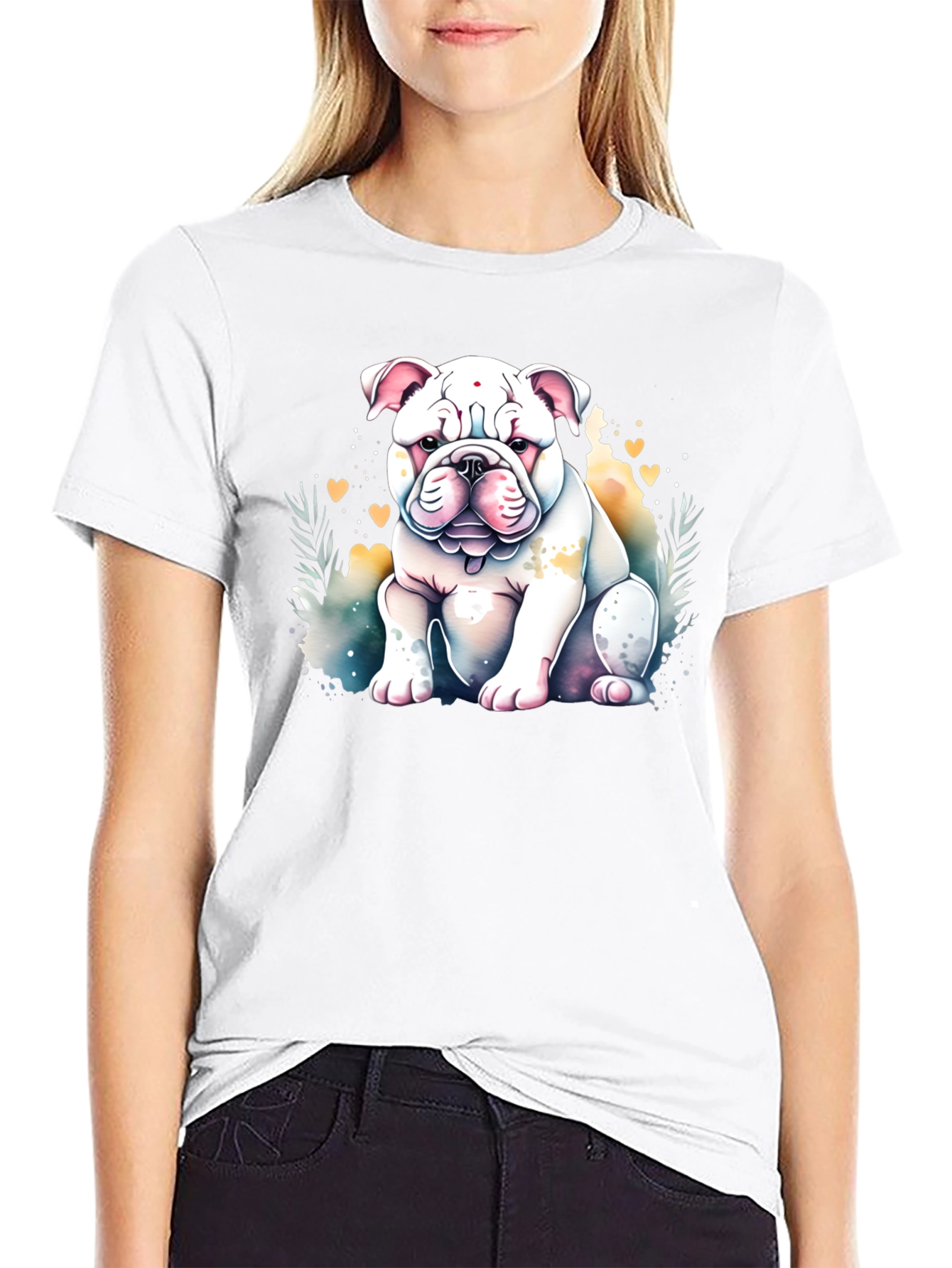 Bulldog Watercolor Graphic Tee