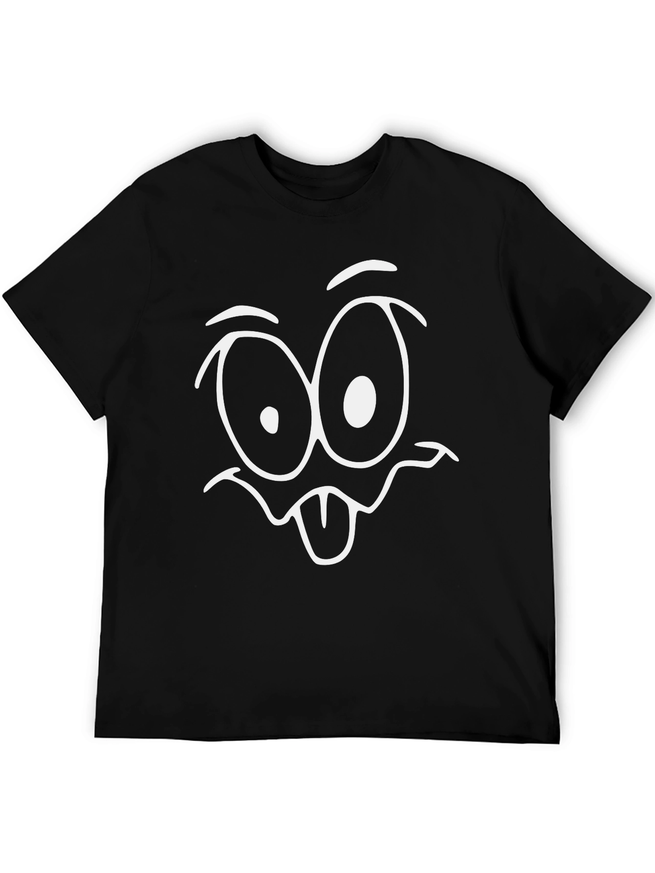 Funny Cartoon Face T-Shirt - Black Cotton Tee
