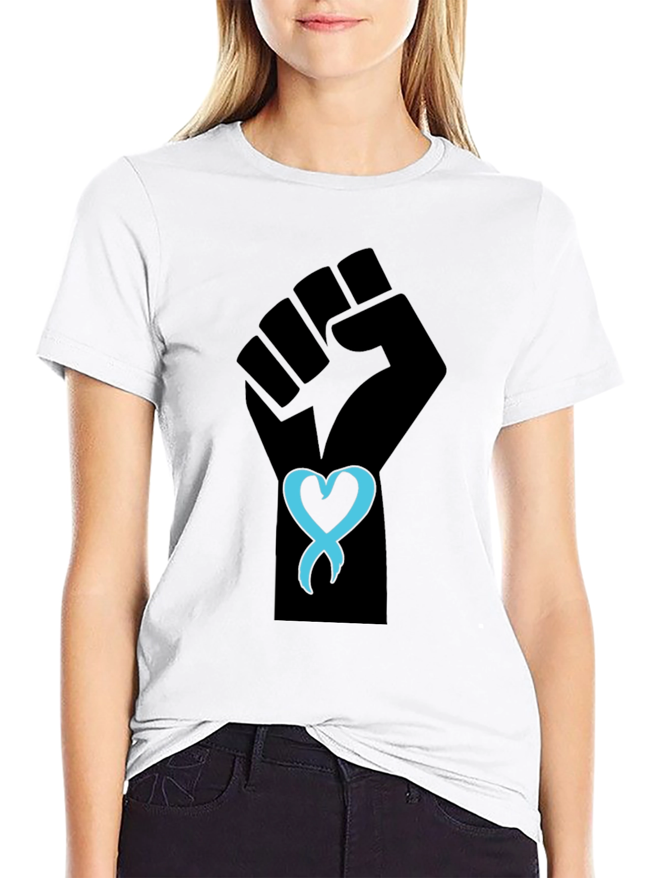 Empowered Heart Tee - Black Fist Graphic T-Shirt