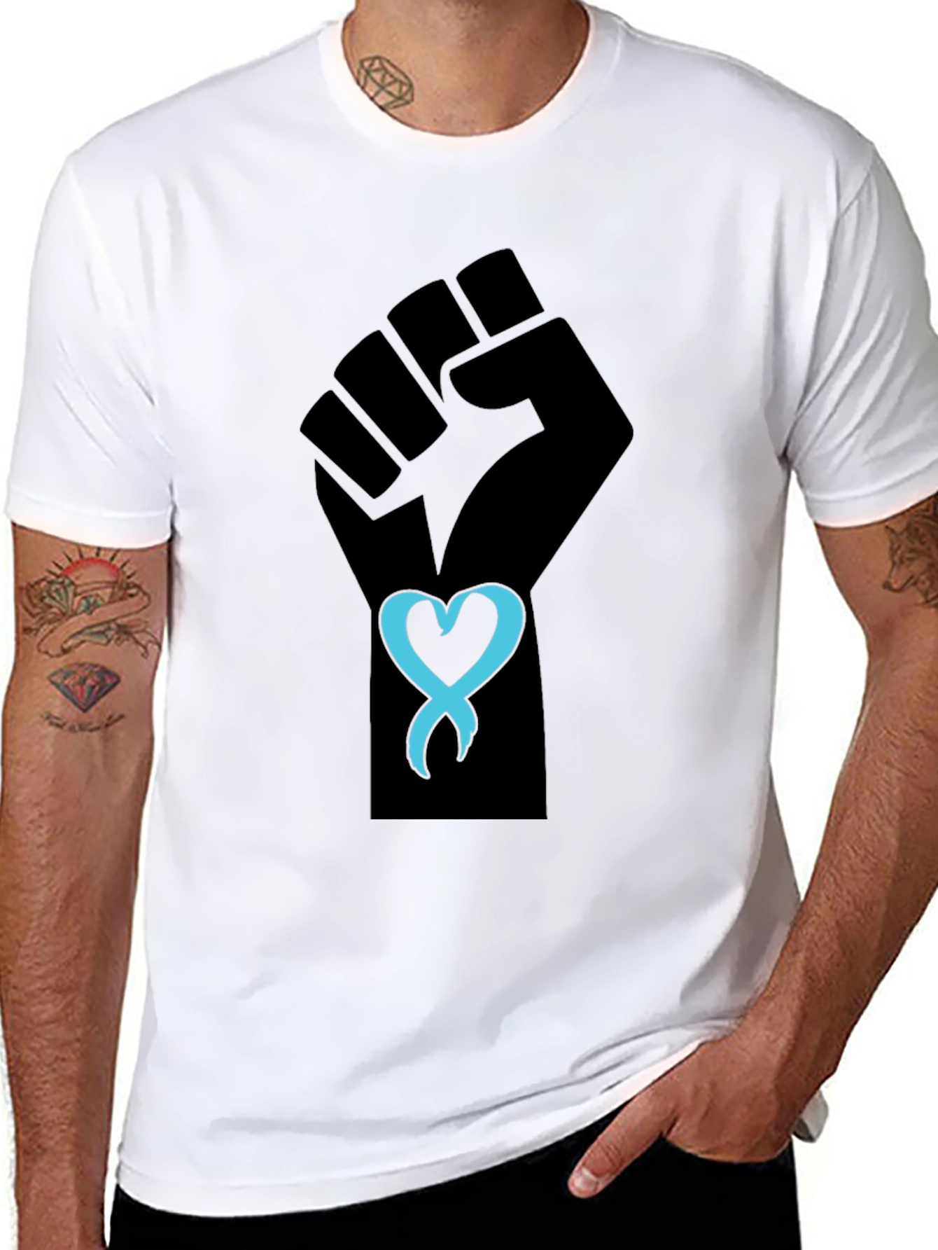 Empowered Heart Tee - Black Fist Graphic T-Shirt