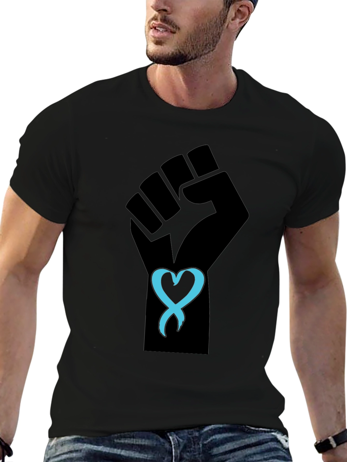 Empowered Heart Tee - Black Fist Graphic T-Shirt