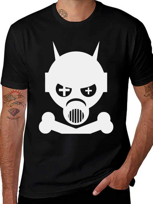 Edgy Skull Gas Mask Graphic Tee - Black Cotton T-Shirt