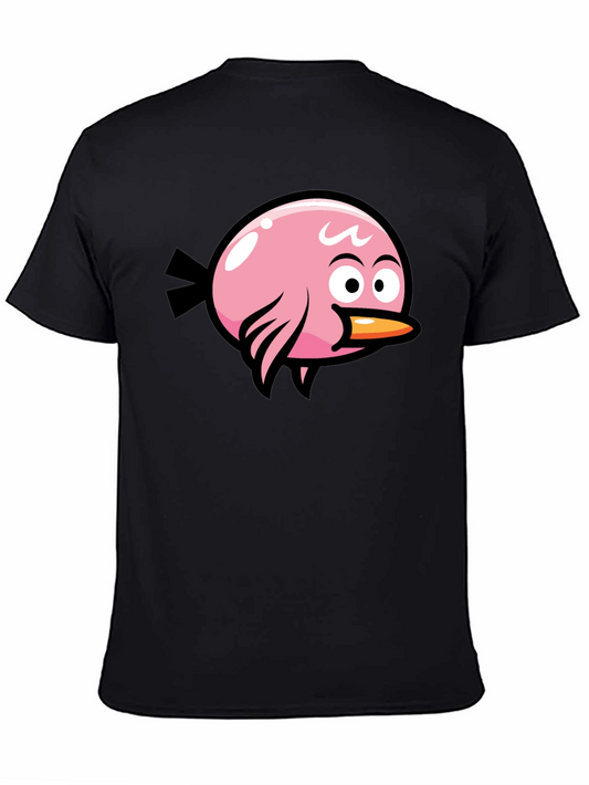 Pink Bird Graphic Black T-Shirt