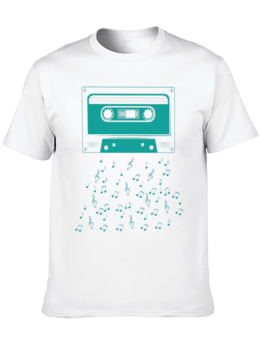Retro Cassette Tape Music Notes Graphic T-Shirt