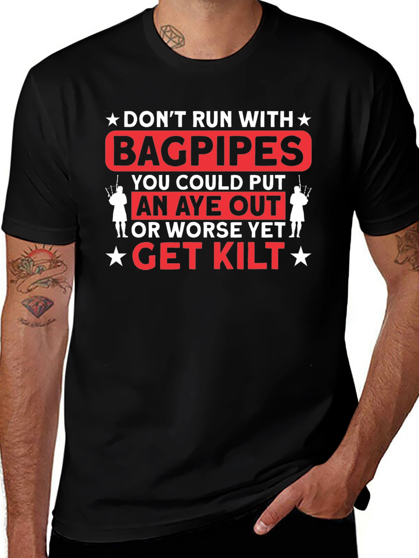 Dont Run with Bagpipes Graphic T-Shirt