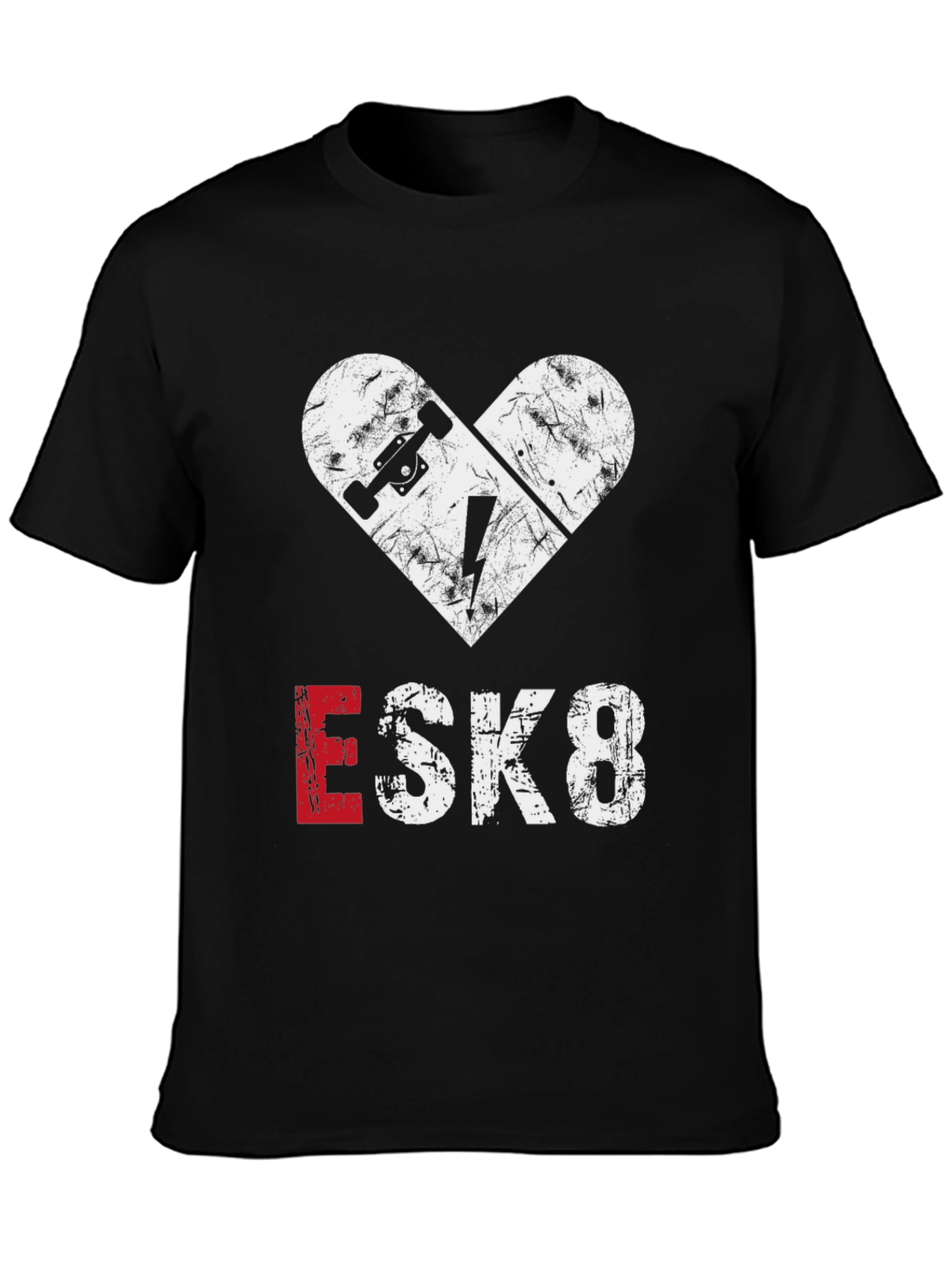 ESK8 Skateboard Heart Graphic Tee - Cool Casual Shirt